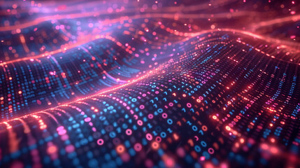 Digital code, binary streams depicting data flow and cyber security concept, abstract dark  background
