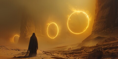 Wall Mural - dark halos of scarfolk desert.