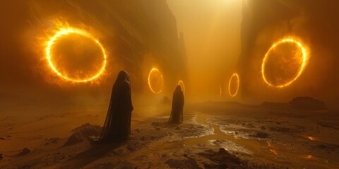 Wall Mural - dark halos of scarfolk desert.