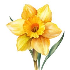 Poster - PNG Watercolor flower daffodil plant inflorescence.