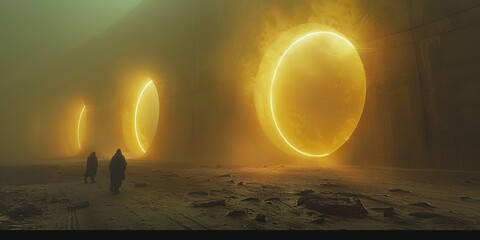 Wall Mural - dark halos of scarfolk desert.