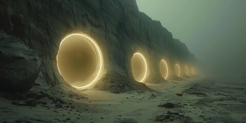 Wall Mural - dark halos of scarfolk desert.