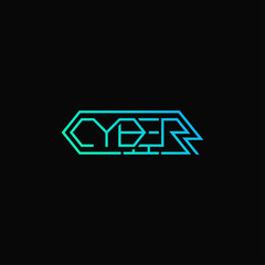 Poster - Cyber geometric text logo typography design.