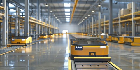 Aufkleber - Autonomous guided vehicles (AGVs) transporting materials across the factory floor