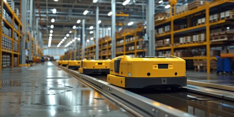 Aufkleber - Autonomous guided vehicles (AGVs) transporting materials across the factory floor