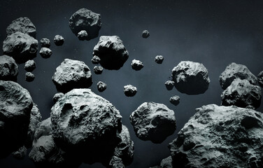 Wall Mural - asteroids in space,3d illustration