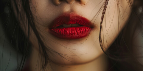 Wall Mural - Close-up of seductive Asian woman's lips