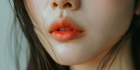 Wall Mural - Close-up of seductive Asian woman's lips