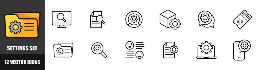 Settings set icons. Linear style. Vector icons.