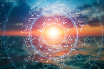 Wall Mural - concept of astrology horoscope zodiac sign wheel