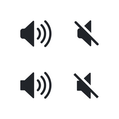 Wall Mural - set of isolated sound speaker on white background for user interface. volume vector icons in flat st