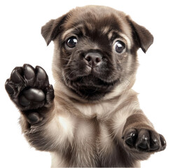 Wall Mural - PNG Adorable pug puppy raising paw