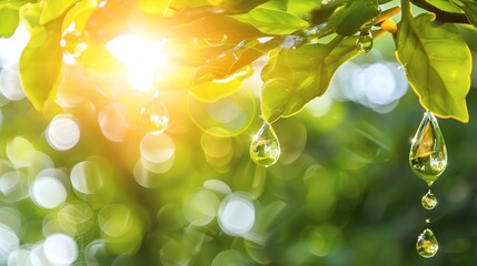 vitamin d3 drops with sunlit leaf background for natural health and wellness