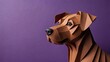 © DEER FLUFFY - Close-up of a brown dog with a curious expression on a purple background.