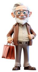 Poster - PNG Figurine shopping cartoon bag.