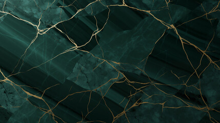 Elegant dark green marble with golden veins creating a luxurious background texture