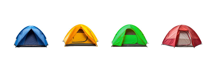 set of camp tent cutout. colorful tent on transparent background