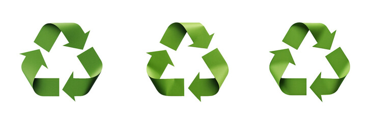 Wall Mural - green recycle arrow cutout. set of recycle arrow triangle on transparent background