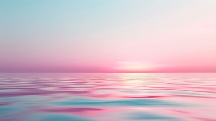 Wall Mural - Serene ocean view at sunset, showcasing soft pastel colors reflecting on gentle waves, creating a peaceful atmosphere.