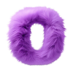 Poster - PNG Alphabet O shape purple fur white background.