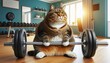 © asadykov - fat cat overweight gym workout weight loss weightlifting exercise health lifting
