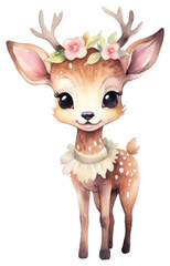 Wall Mural - PNG Cute deer animal mammal white background.