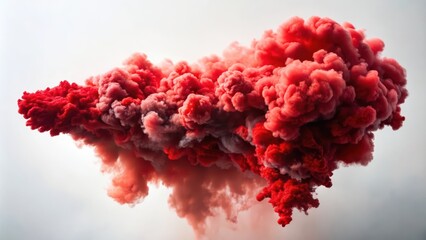 Canvas Print - A Large, Vivid Red Smoke Cloud Against a White Background