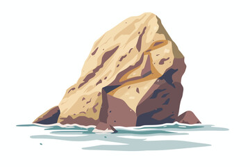 Canvas Print - Large Rock by the Ocean Shore stock image isolated vector style