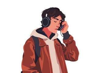 man listening music stock image isolated vector style