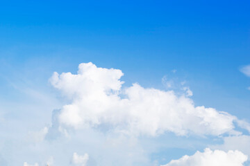 Wall Mural - Large white clouds. Sky with fluffy white cloudscape texture. Wide blue sky nature background, cloudy, horizontal