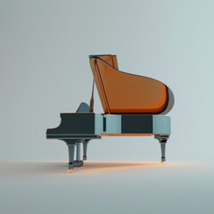 medium shot of Piano, isolated on a white background, bright and vivid tonality 