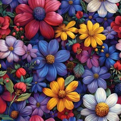 Wall Mural - Vibrant Floral Tapestry