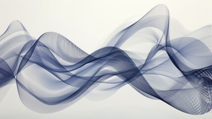 Sticker - Abstract Blue Waves on White Background