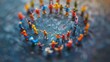 © Johannes - DEI, Diversity equity and inclusion concept. People figures in the circle. Team work, diverse culture. Copy space and selective focus. High quality photo