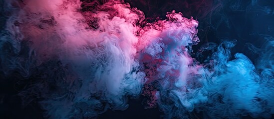 Poster - Black background with blue and pink steam providing copy space image