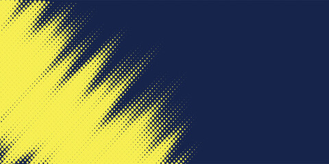 Yellow halftone on blue background. Vector dotted sparkles or halftone shine pattern texture Pop Art Style Background. dots halftone