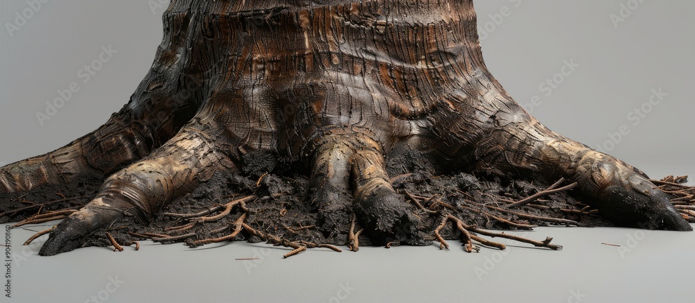 Coco Tree Base Copy space image showing the base of a coconut trunk with approximately ...