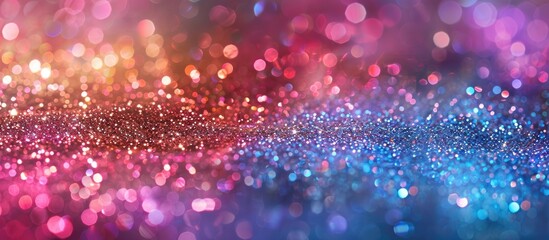 Poster - Colorful shimmering glitter scattered on a shiny background with space for text or images ideal for presentations. Copy space image. Place for adding text and design