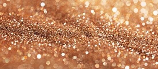 Canvas Print - Close up of a shiny light brown glitter background with ample copy space image