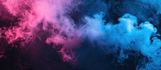 Poster - Black background with blue and pink steam providing copy space image