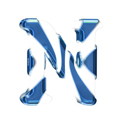 Wall Mural - White symbol with blue thick straps. letter n