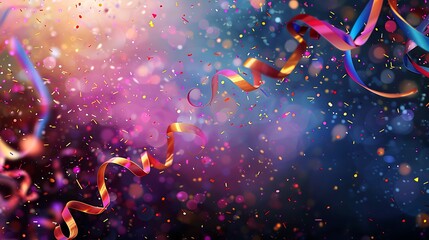 Wall Mural - Abstract happy background featuring ribbons sprinkles and glitter