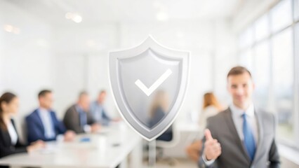 Business Insurance Protection Shield – A digital shield icon representing business insurance, set against a professional background.
