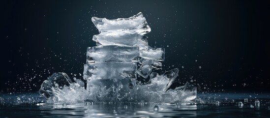 Canvas Print - Crushed ice stack on black backdrop with available copy space image