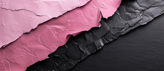 Canvas Print - Detailed close up shot of textured pink and black paper ideal for use as a banner background with ample copy space image