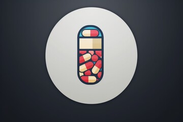 Sticker - Capsule with Colorful Pills Creative Concept Art Modern Illustration Health and Wellness Pharmaceutical Design