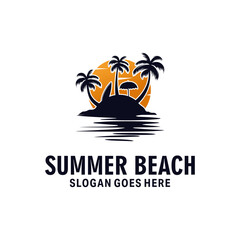 Canvas Print - summer beach logo design vector illustration