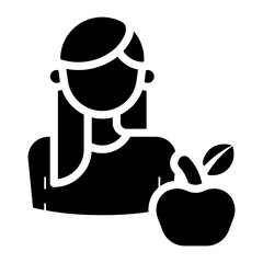 Sticker - female nutritionist profession glyph icon