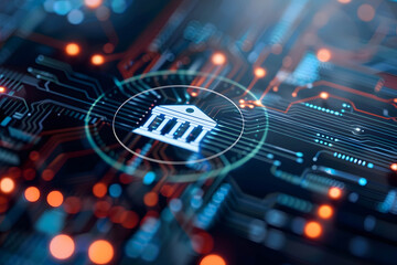 Modern financial transaction connectivity technology concept, digital and online banking, blockchain technology, using AI to help in financial business and data security