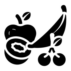 Sticker - fresh fruit foods glyph icon